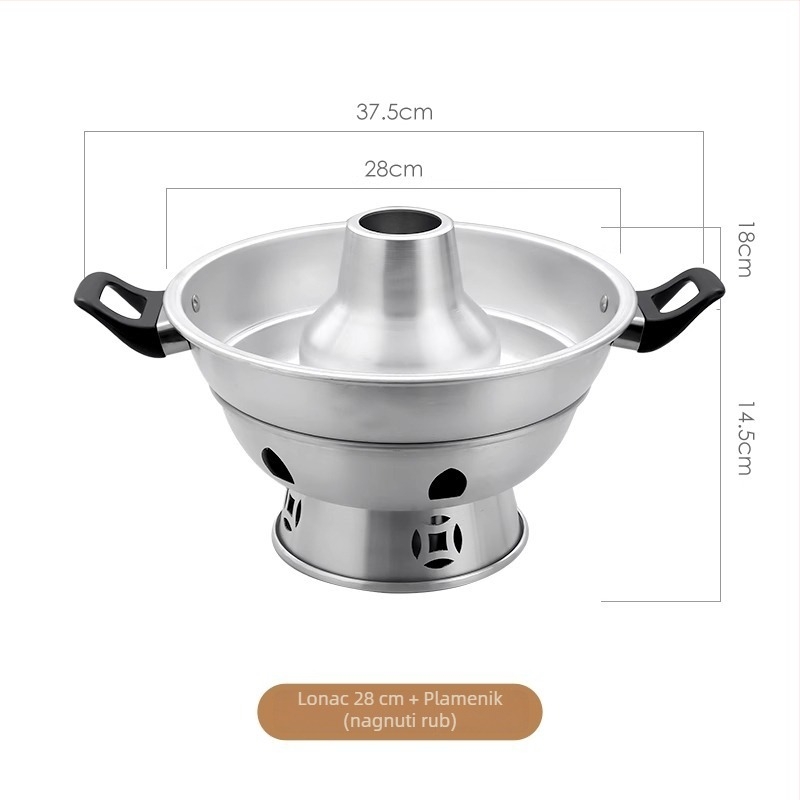 Wanzhou mini lonac za vruće pot s alkoholnim štednjakom — aluminijski lonac za hot pot, kapacitet 2,1–4 L