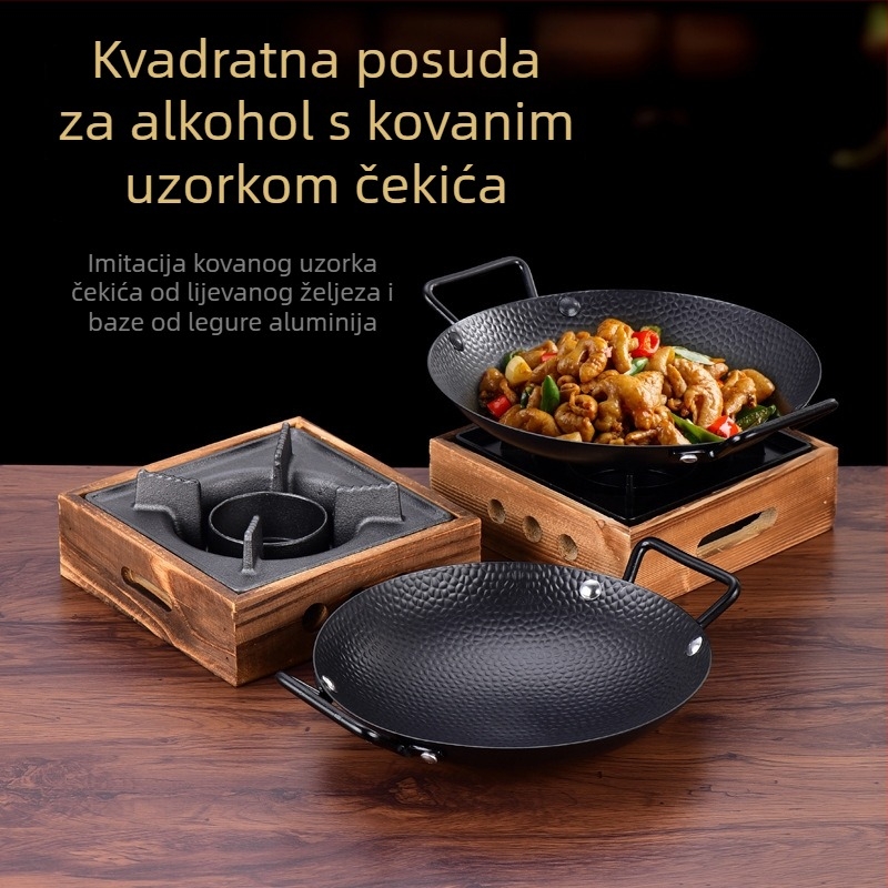 Hunan stil suhi lonac s neklizajućom prevlakom, dvostruke ručke, ljuti svinjski stir-fry u malom lijevanom željeznom loncu, pogodan za alkoholni plamen