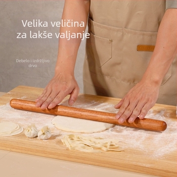 Prirodni valjak od zlatno ružičastog drveta za kućnu upotrebu, čvrsto drvo, bez lakiranja, bez mirisa, glađen, antadhezivni, za razvaljivanje tijesta za dumplings i kolače