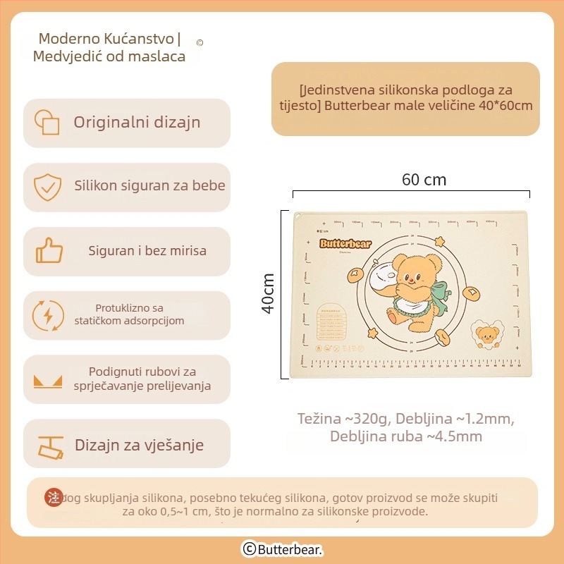 Modern Housewife & Butter Bear Drveni valjak za tijesto, za kućnu upotrebu, kvalitete hrane, za listove za knedle