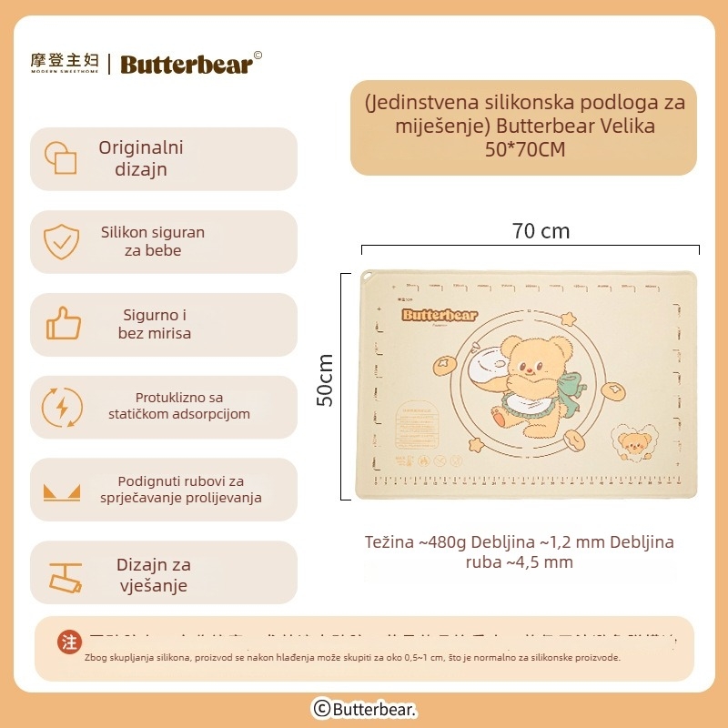 Modern Housewife & Butter Bear Drveni valjak za tijesto, za kućnu upotrebu, kvalitete hrane, za listove za knedle