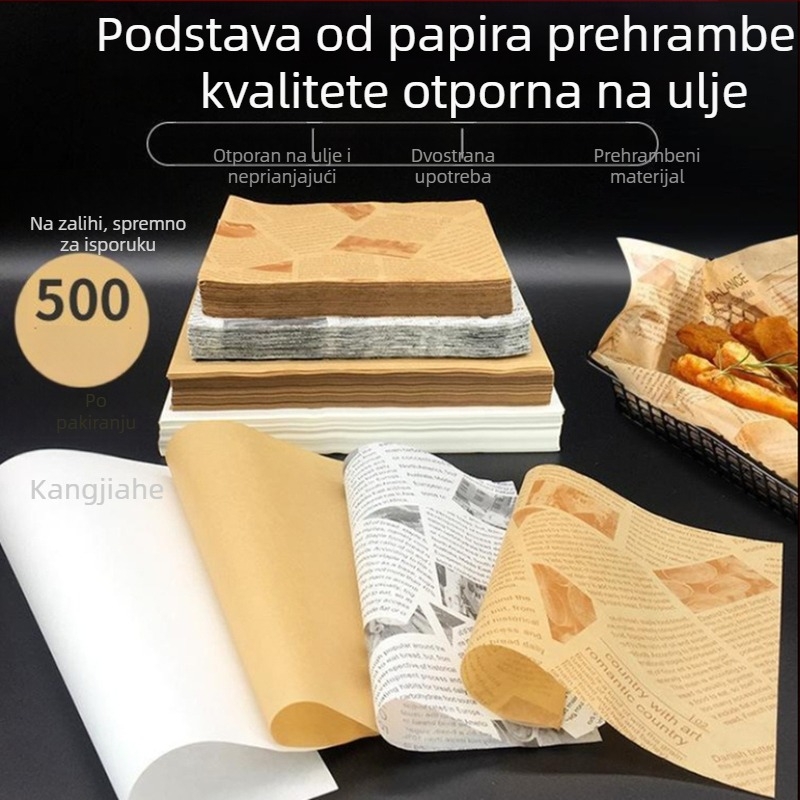 Papir za apsorpciju masnoće za kuhanje – papir za pečenje i grill papir, pogodan za pomfrit, burgere i kruh