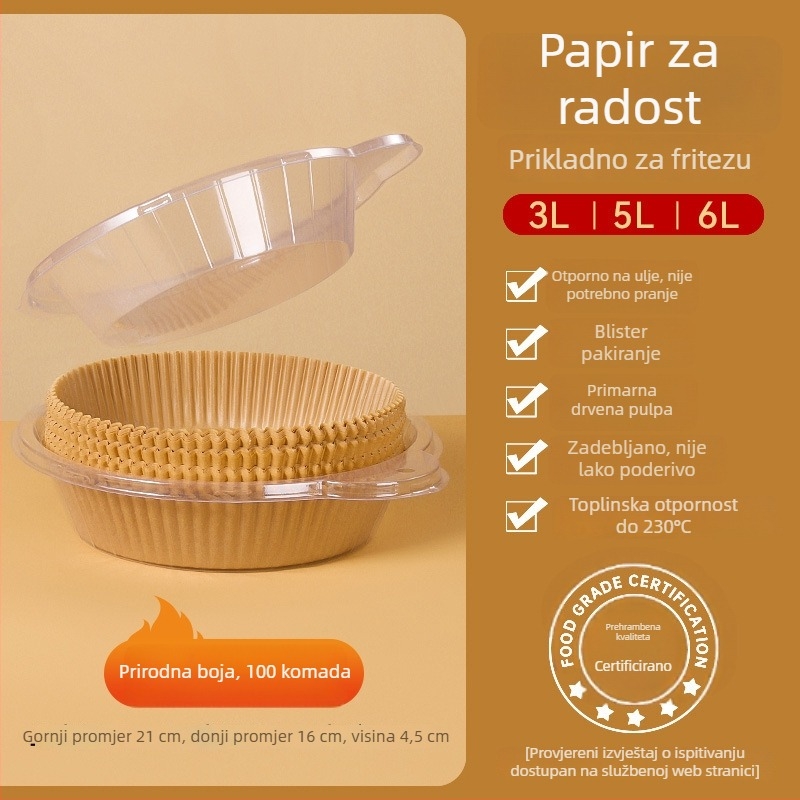 Papir za zraku fritu s apsorpcijom ulja i silikonskim premazom za pečenje