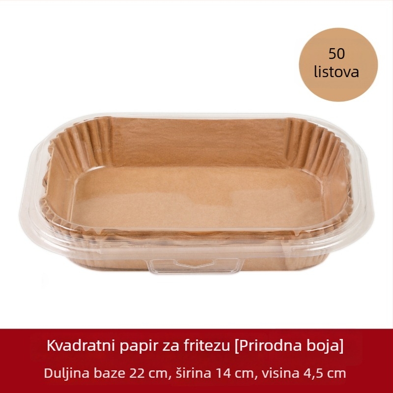 Pravokutne papirnate zdjelice za air fryer, jednokratne, papir za pečenje s premazom od prehrambenog silikonskog ulja