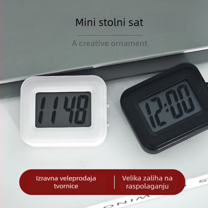 Nova mala kvadratna digitalna sat za djecu, jednostavan stolni sat s kalendarom i prikazom mjeseca, tih, na baterije