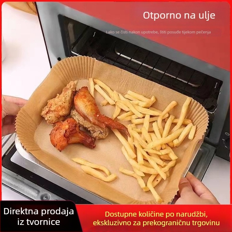 Papir za pečenje s premazom silikona za zrak-frižer, papir za kuhanje visoke kvalitete, upija masnoću, neprijanjajući, pravokutna podloga