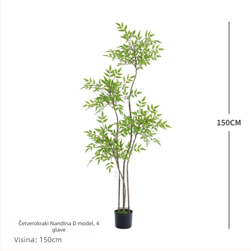 Velika umjetna biljka za unutarnju dekoraciju, nandina bonsai u posudi, za dom, hotel i trgovački prostor
