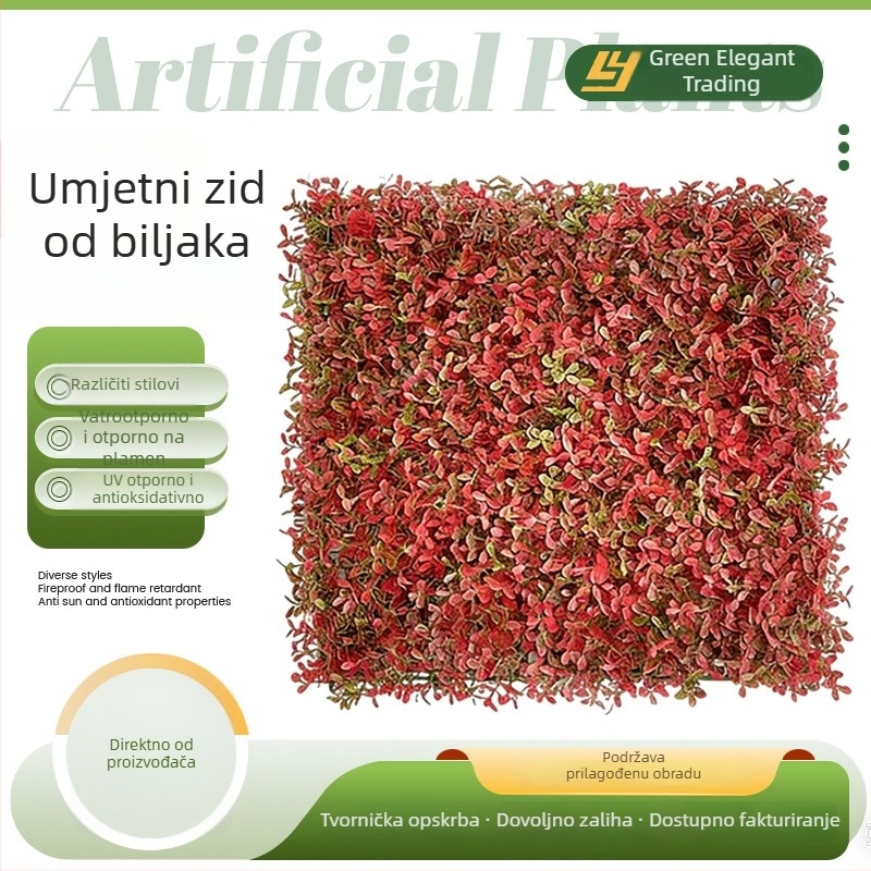 UV-otporan umjetni zid biljaka s Boxwood pločom i pozadinom travnjaka – dekoracija