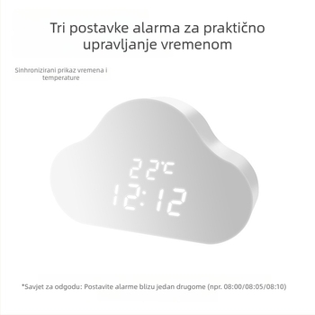 LED digitalni pametni budilnik s tihim radom, noćno svjetlo, stolni drveni sat s prikazom vremena, moderan minimalistički dizajn.