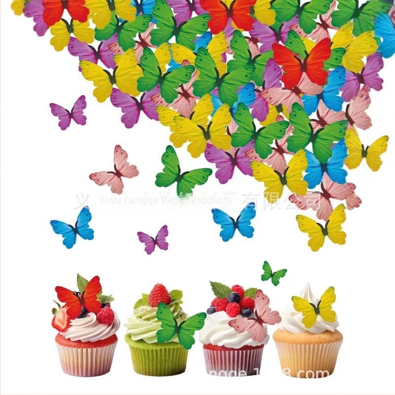 Toppers za cupcakes od rižinog papira s leptirovim motívom – crtani print