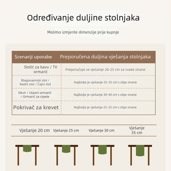 Stolni runner u vintage stilu, vodootporan i prilagodljiv, duga podloga za čajni stol i bočni ormarić.