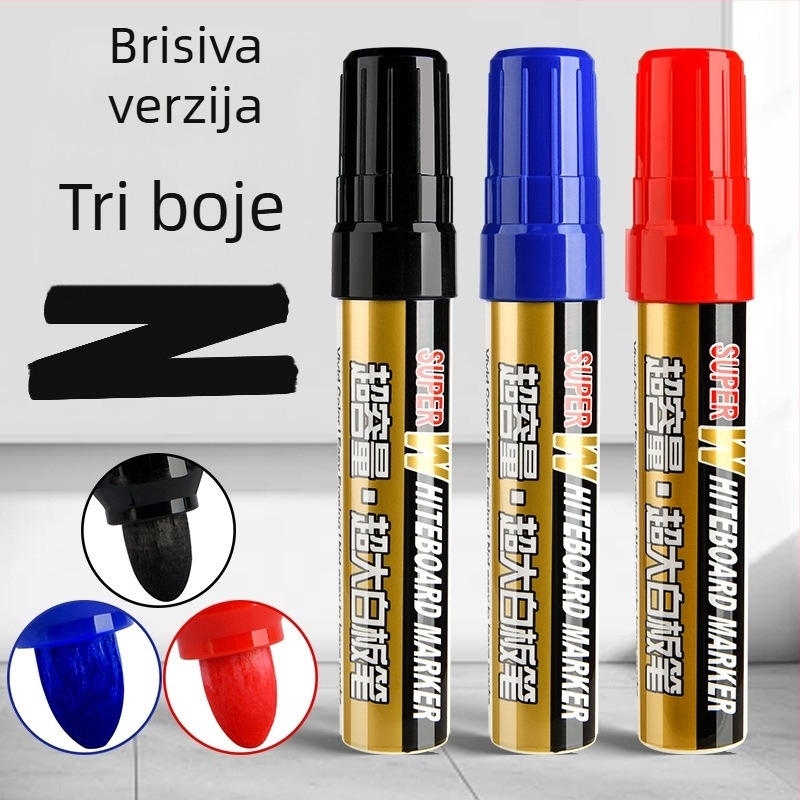 Divovski marker za bijelu ploču, izbrisiv, na bazi vode, crni marker za nastavnike, netoksičan, crveni za djecu