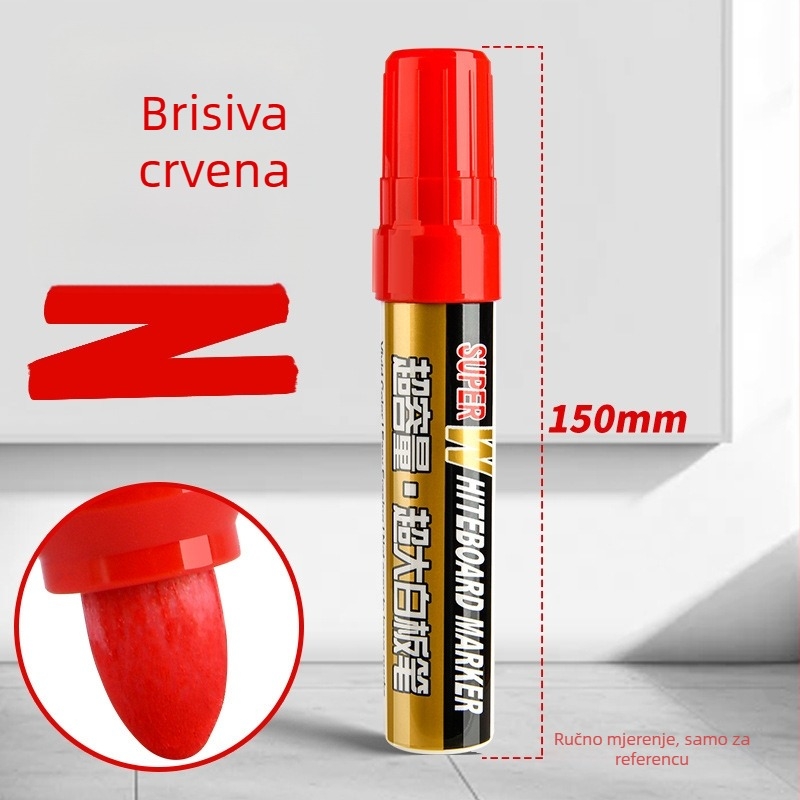Divovski marker za bijelu ploču, izbrisiv, na bazi vode, crni marker za nastavnike, netoksičan, crveni za djecu