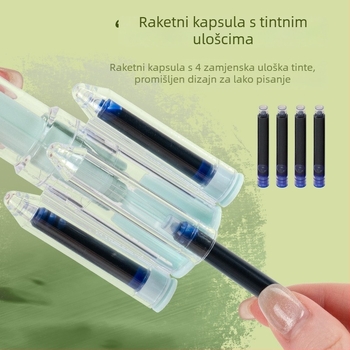 Yimulin pisaće pero za korekciju držanja, elegantan dizajn, glatko pisanje, brzo sušeća tinta, mehanizam na gumb, zamjenjivi tintni patroni, set pisaćeg pera