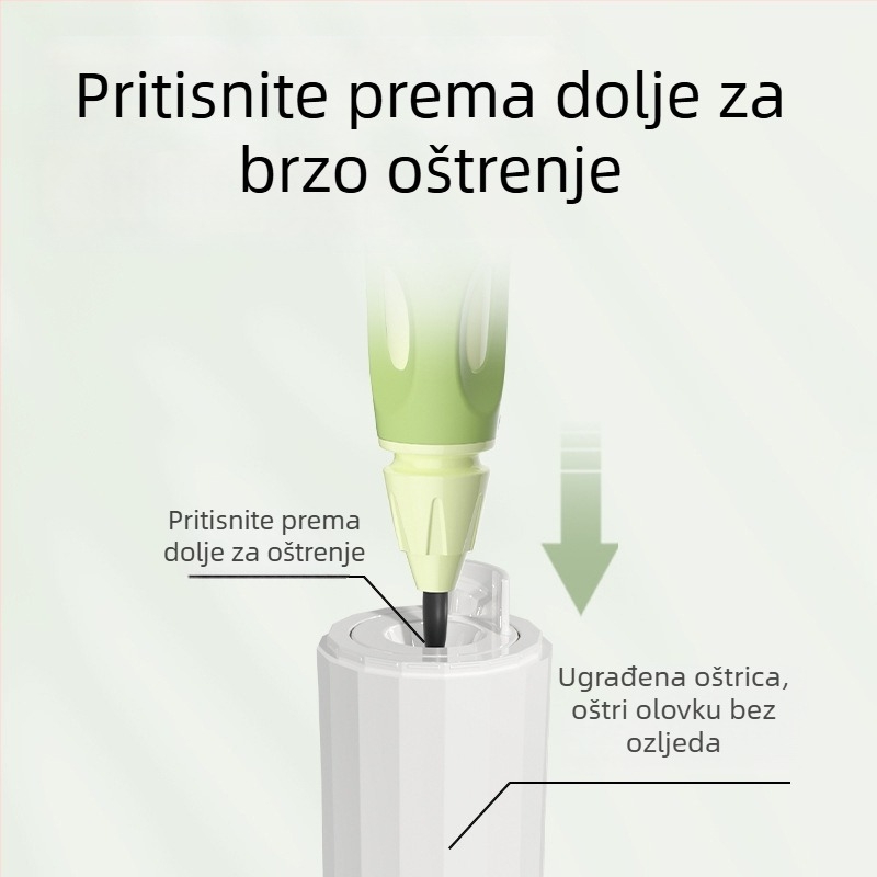 Poloautomatizirani oštrač olovaka, veliki promjer 3.0–3.15 mm, kompaktni prijenosni, održava ruke čiste.
