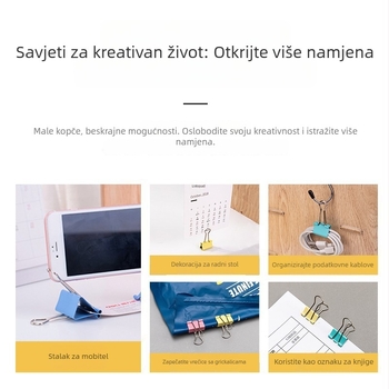Šarene klipse za dokumente – metalne klipse u veličinama velikoj, srednjoj i maloj — metalne klipse za dokumente, miks pakovanja za učvršćivanje dokumenata, testova i knjiga
