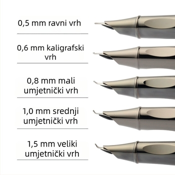 Aisi pero s mastilom, poklon set, metalno kućište, zakrivljeni vrh za kaligrafiju, potpis, poslovni dar