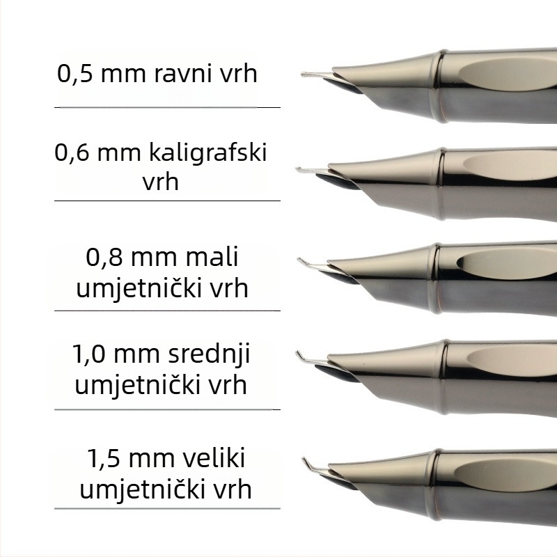 Aisi pero s mastilom, poklon set, metalno kućište, zakrivljeni vrh za kaligrafiju, potpis, poslovni dar
