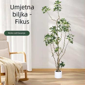 Unutarnja umjetna biljka Duck Foot Wood, luksuzni dizajn, velika bonsai u saksiji za dnevni boravak
