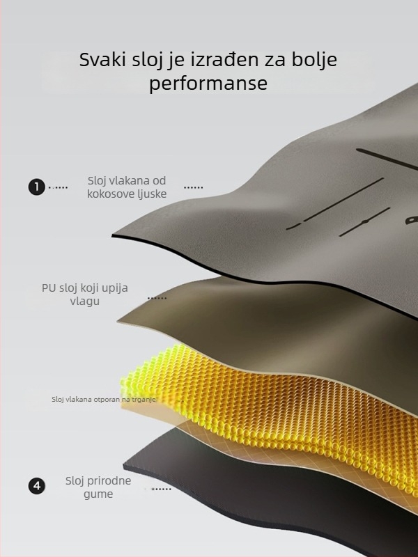 Joga prostirka od prirodnog kaučuka s teksturom kokosove ljuske, otporna na habanje, protuklizna, 4,5 mm, 183x68 cm, linije za pozicije