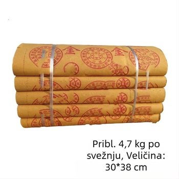 Izuzetno velik paket od 2,35 kg novčanog papira, petsmjerna Buda pečat, veliko stablo novca, žuti obredni papir za spaljivanje