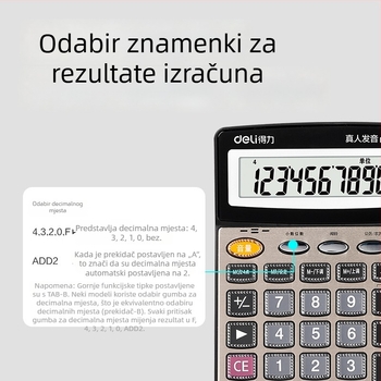 Deli 1559N kalkulator s 12 znamenaka s funkcijom glasa za uredske i financijske potrebe