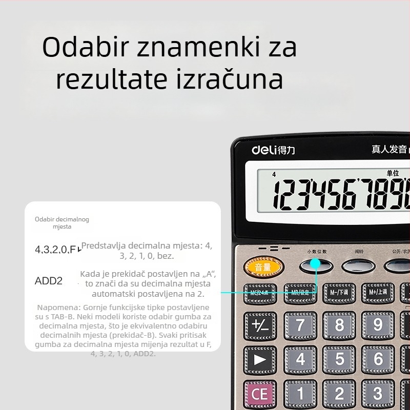 Deli 1559N kalkulator s 12 znamenaka s funkcijom glasa za uredske i financijske potrebe