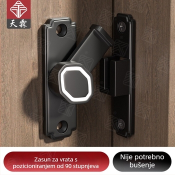 Brava bez bušenja za klizne prozore i vrata, 90° površinska brava za kupaonicu i balkonska vrata, aluminijska legura