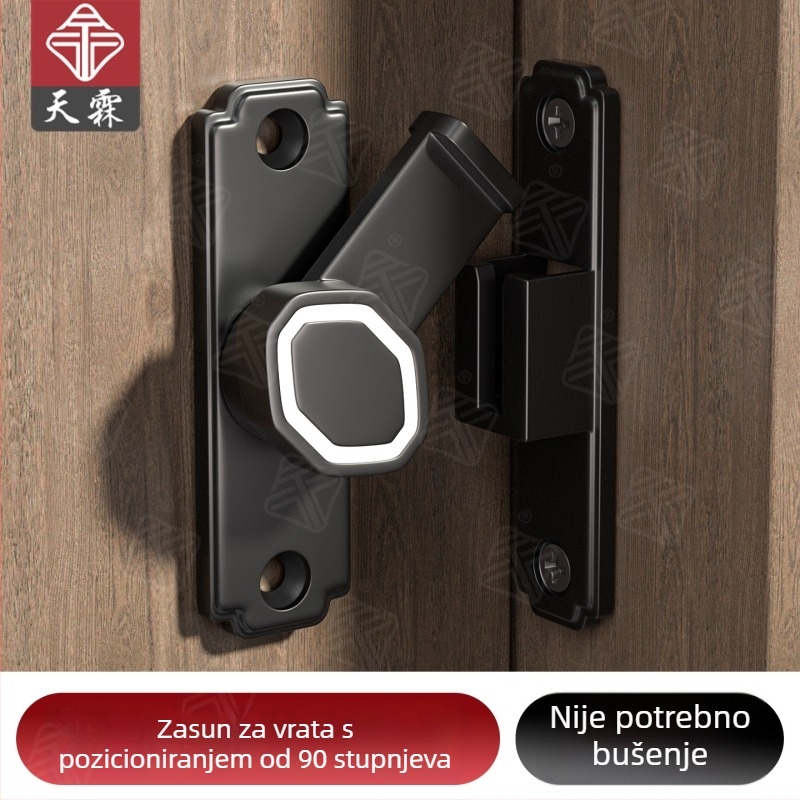 Brava bez bušenja za klizne prozore i vrata, 90° površinska brava za kupaonicu i balkonska vrata, aluminijska legura