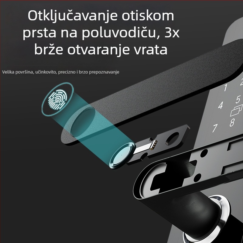 Brava s prepoznavanjem lica, otiska prsta i lozinke za kućnu sigurnost, bez bušenja, pametna kartična brava