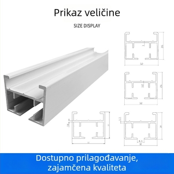 Šina za zavjese od aluminijske legure 6063, GB standard, elektroforetska porcelin bijela završna obloga, za otvaranje i zatvaranje zavjesa