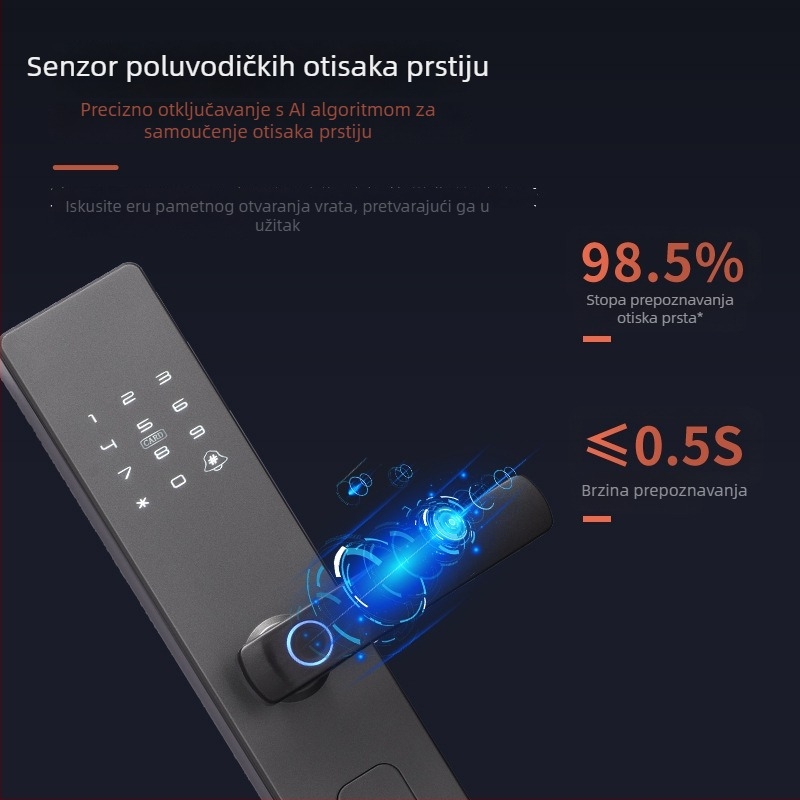 Pametan zaključavanje za drvena vrata s lozinkom i otiskom prsta, Tongtong stil, poluautomatsko, klasično otvaranje jednim dodirom
