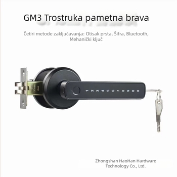 Pametna brava s otiskom prsta za unutarnja drvena vrata, lozinka i Bluetooth, trozglobni mehanizam zaključavanja
