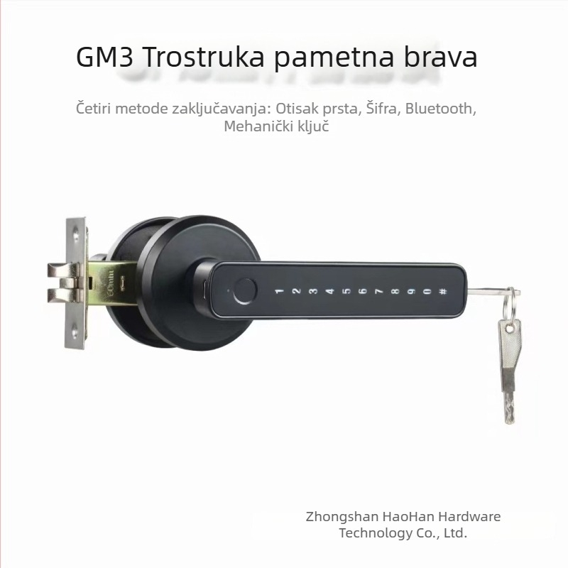 Pametna brava s otiskom prsta za unutarnja drvena vrata, lozinka i Bluetooth, trozglobni mehanizam zaključavanja