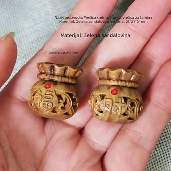 Zeleni sandalovo drvo izrezbareni privjesak u obliku tikve, pogodan za aromatične kuglice, dodatak za DIY nakit i ključeve