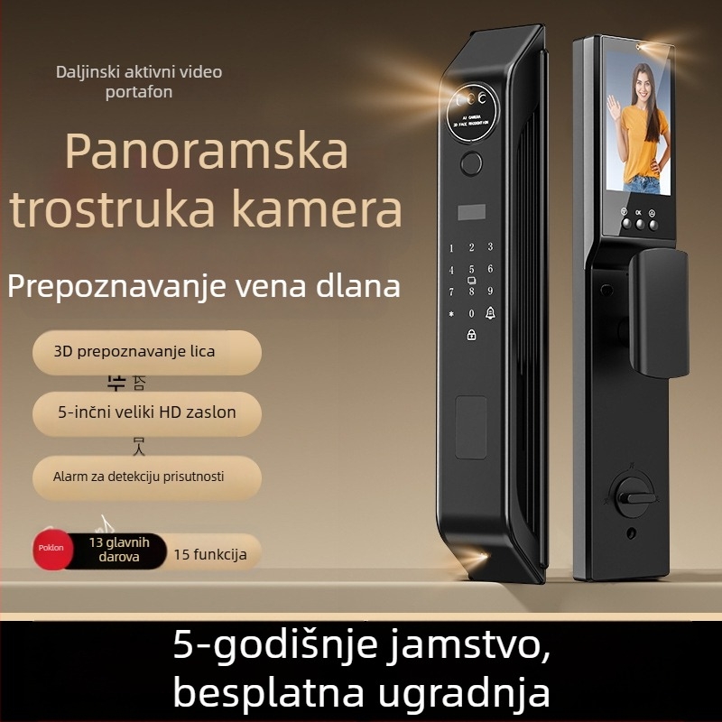 3D prepoznavanje lica pametna brava s otiskom prsta, lozinkom i kamerom za nadzor