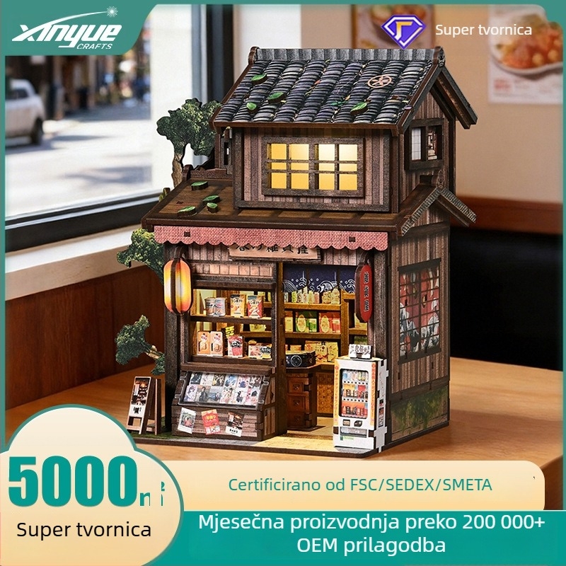 DIY 3D drvena mini kućica za knjige – sklopivi model, igračka, dar