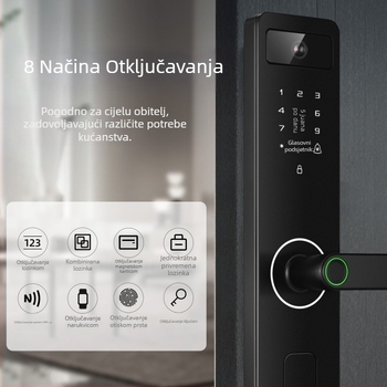 HD video interfon s mačjim okom, zaključavanje s lozinkom, otvaranje jednim zahvatom, zaključavanje otiskom prsta, poluautomatno pametno zaključavanje vrata