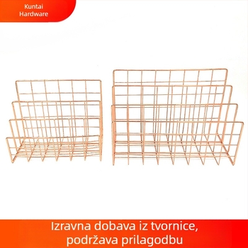 Metalni stolni organizator s tri pretince za dokumente i knjige