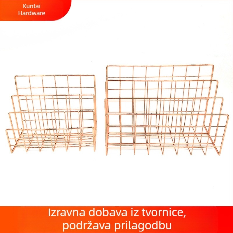 Metalni stolni organizator s tri pretince za dokumente i knjige