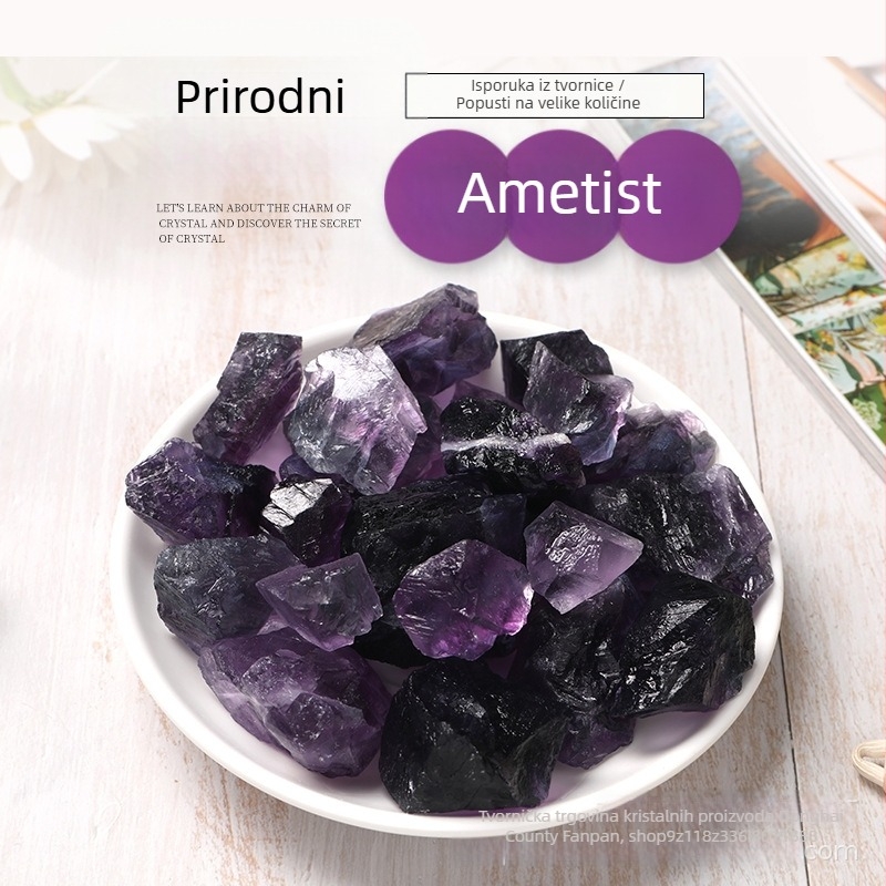 Ljubičasti fluorit – prirodni nerast, šljunak za aromaterapiju i bonsai dekoraciju, velike čestice