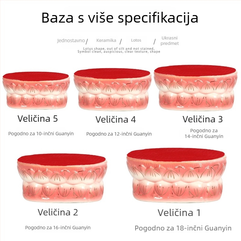 Keramičko postolje za kipu Guanyin s lotos-reljefom i podiznom podlogom