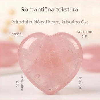 Prirodni ružičasti kvarc – srcolasti privjesak, ružičasti kristalni lančić u obliku srca, poludrago kristalno nakit.