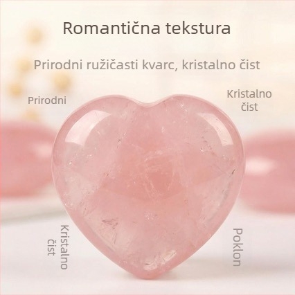 Prirodni ružičasti kvarc – srcolasti privjesak, ružičasti kristalni lančić u obliku srca, poludrago kristalno nakit.