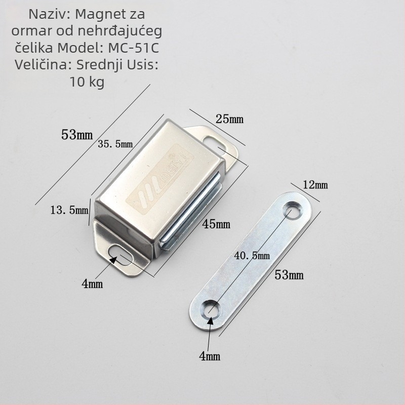 Nehrđajući čelični magnetski držač za vrata ormara – snažan magnet