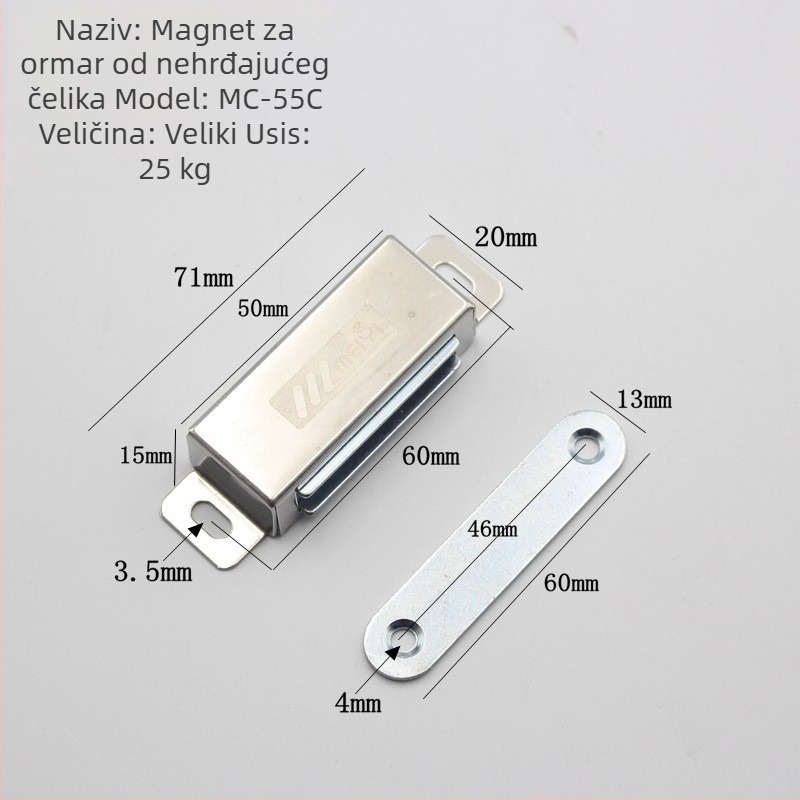 Nehrđajući čelični magnetski držač za vrata ormara – snažan magnet