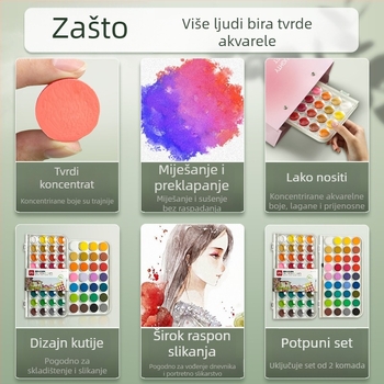 Deli HS312 Set akvarela, profesionalni umjetnički pribor, 36 ili 48 boja