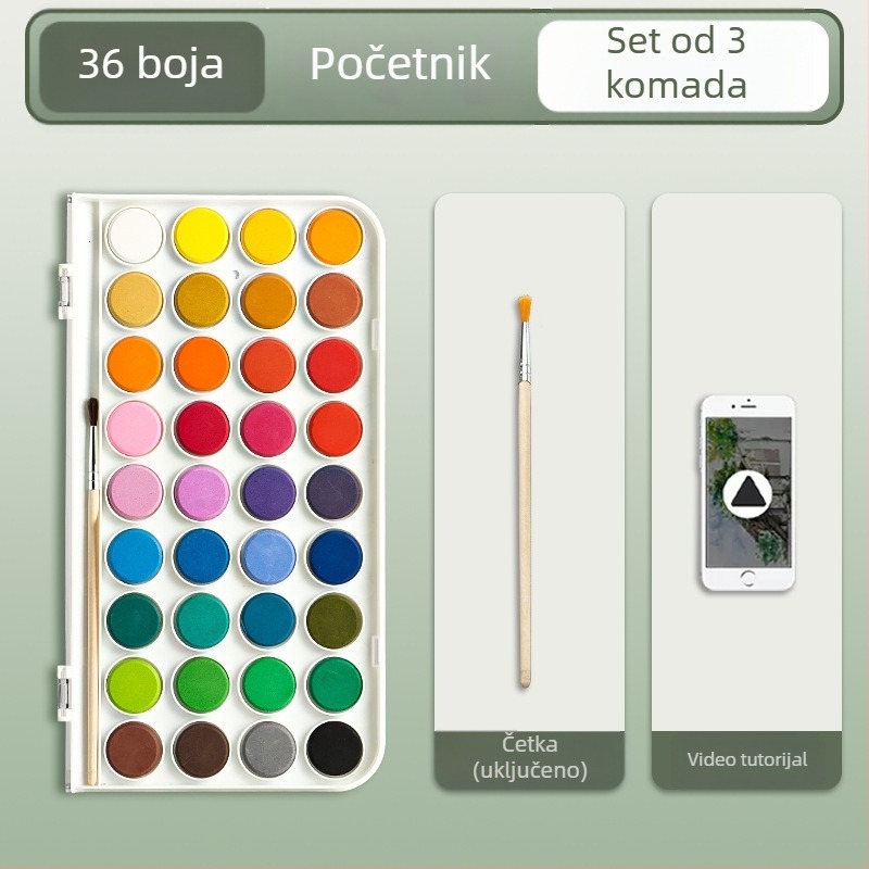 Deli HS312 Set akvarela, profesionalni umjetnički pribor, 36 ili 48 boja