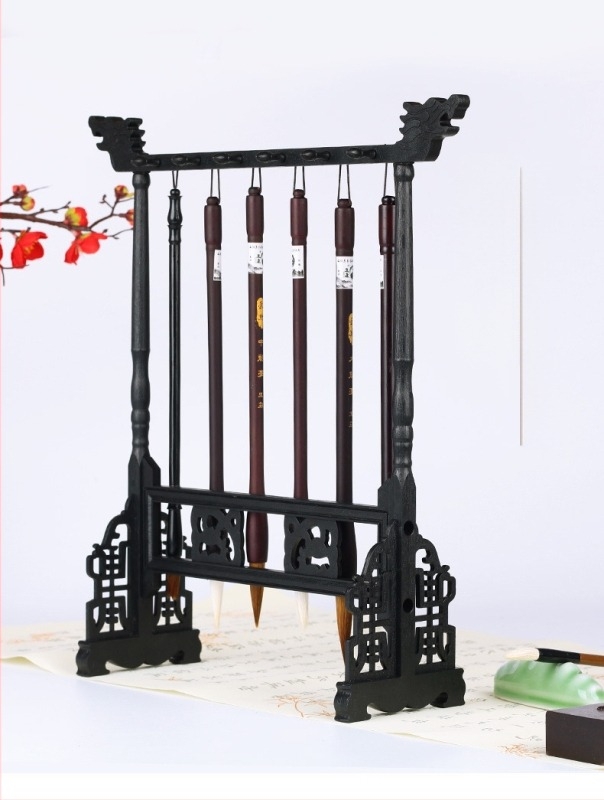 Vintage držač za olovku u obliku ventila, za kaligrafiju i tradicionalnu kinesku sliku, 12 rupa, smola-plastika, drveni izgled, imitacija pilećeg krila, za četiri blaga studija
