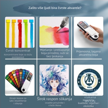 Set akvarela s 42 boje u obliku ventilatora, prijenosni za studente umjetnosti